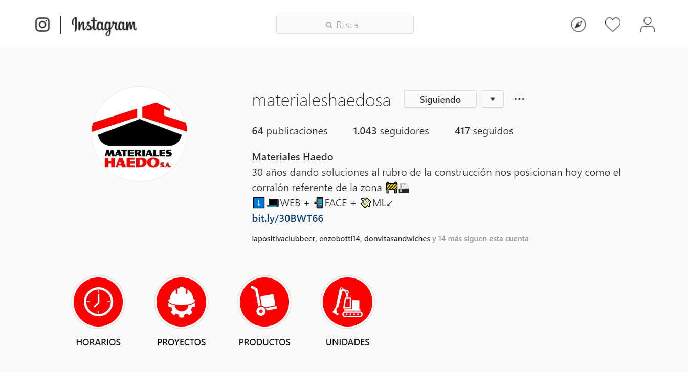 Materiales Haedo instagram